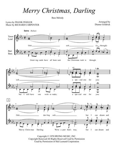 Merry Christmas, Darling (arr. Dianne Goldrick)