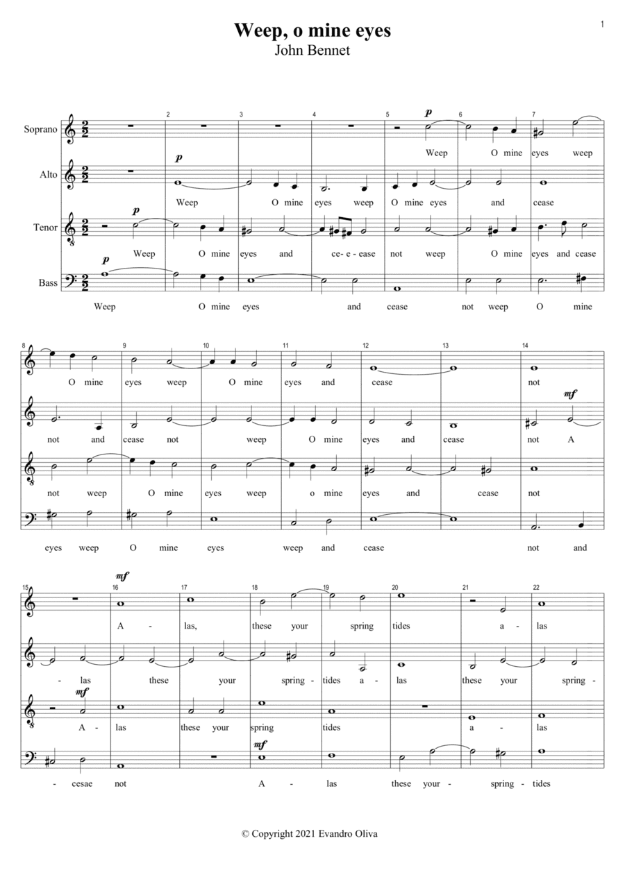 Weep, o mine eyes (arr. Evandro Oliva)
