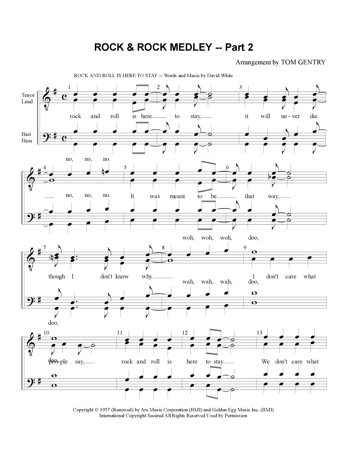 Rock And Roll Is Here To Stay (arr. Tom Gentry)