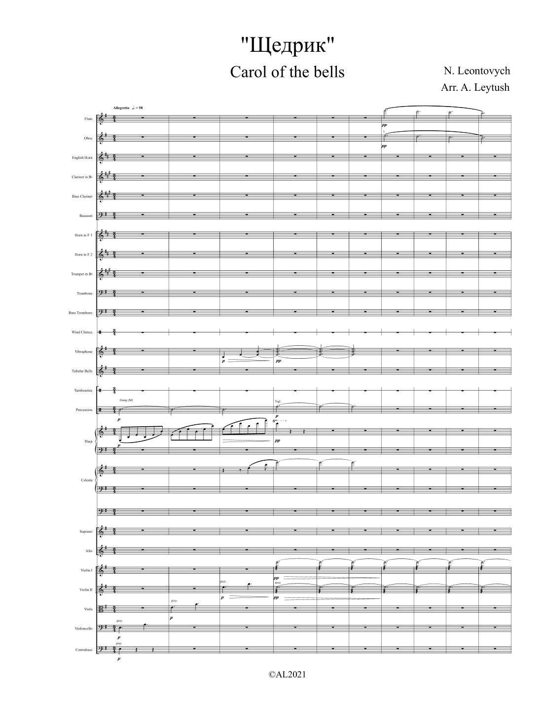 N. Leontovych - Carol of the Bells, "Щедрiк", For Children Chorus (S/A) and Symphony Orchestra