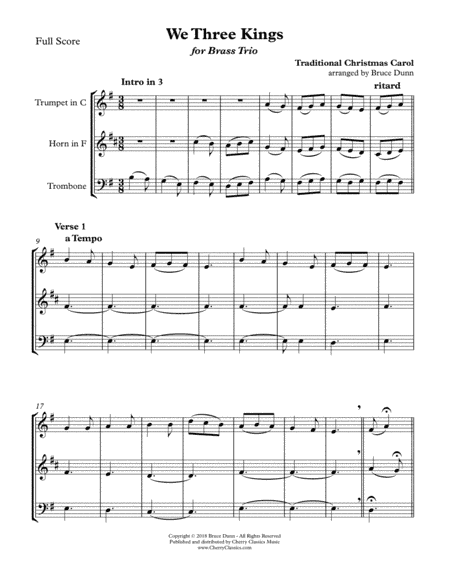 We Three Kings for Brass Trio (arr. Dunn, Bruce)