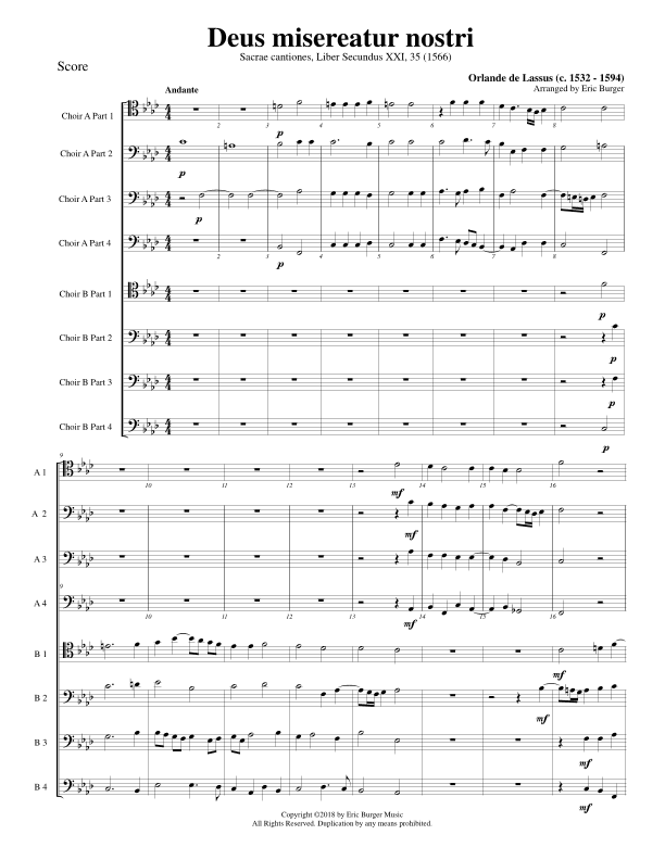 Deus misereatur nostri for Trombone or Low Brass Octet (arr. Eric Burger Music)