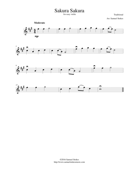 Sakura Sakura - for easy violin (arr. Samuel Stokes)