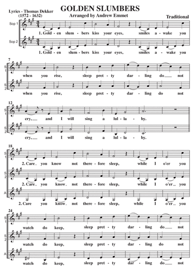 Golden Slumbers A Cappella SSA (arr. Andrew Emmet)