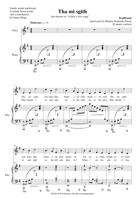 Hebridean fairy's love song (Tha Mi sgith) arranged for voice and piano in E Minor (arr. Marjory Kennedy-Fraser, David Warin Solomons)