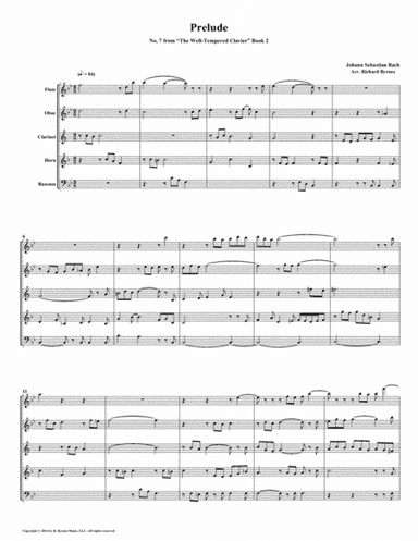 Prelude 07 from Well-Tempered Clavier, Book 2 (Woodwind Quintet) (arr. Richard Byrnes)