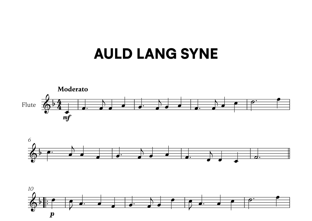 Traditional - Auld Lang Syne for Flute Solo (arr. Cadenza Editions)