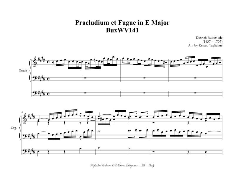BUXTEHUDE - Praeludium et Fugue in E Major -  BuxWV141 (arr. Renato Tagliabue)