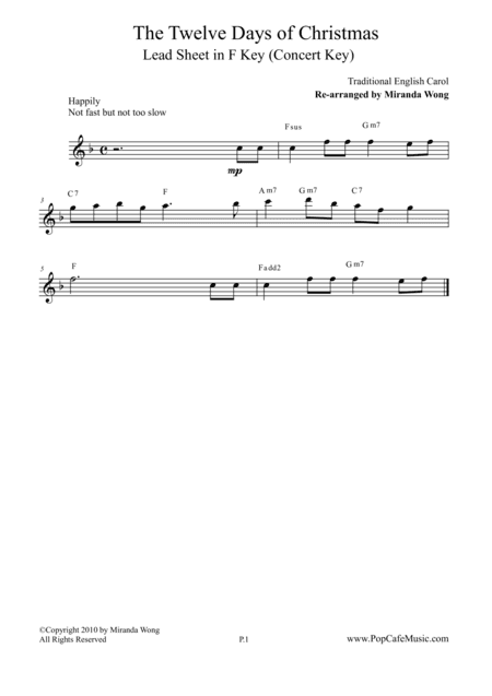 The Twelve Days of Christmas - Violin or Flute Solo (arr. Miranda Wong)