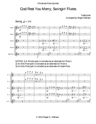 God Rest You Merry, Gentlemen (Flute Quintet or Choir) (arr. Roger Wallace)