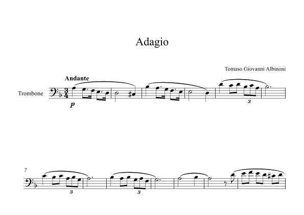 Adagio (In G Minor) - Tomaso Giovanni Albinoni (Trombone) (arr. Digital Book Music)