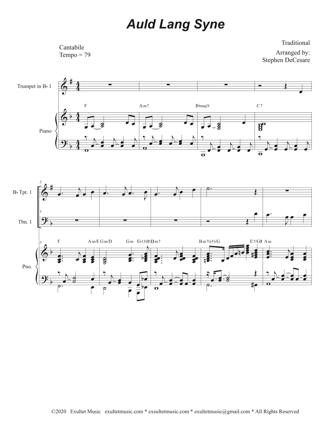 Auld Lang Syne (Brass Quartet and Piano - Alternate Version) (arr. Stephen DeCesare)