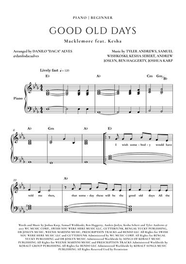 Good Old Days (arr. Danilo "Daca" Alves)