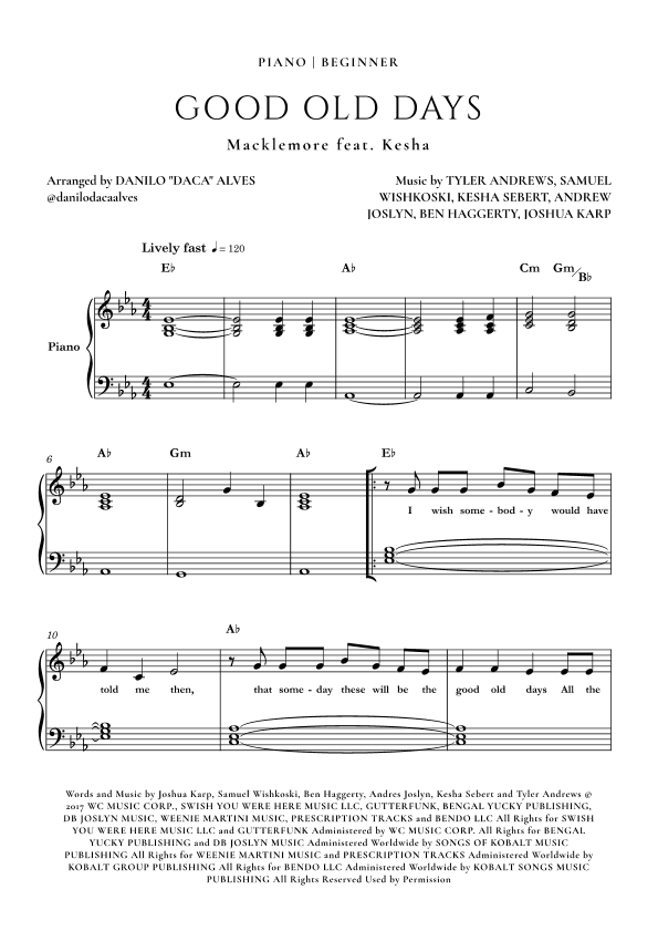 Good Old Days (arr. Danilo "Daca" Alves)