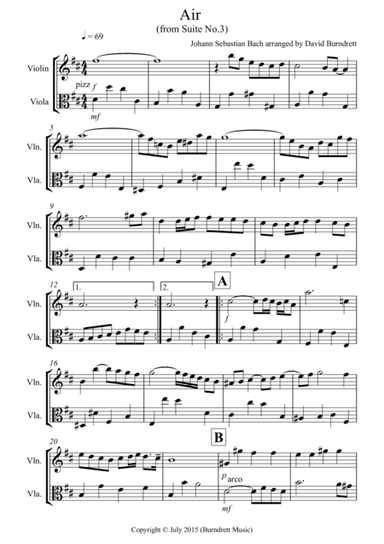 Air on a G String for Violin and Viola Duet (arr. David Burndrett)