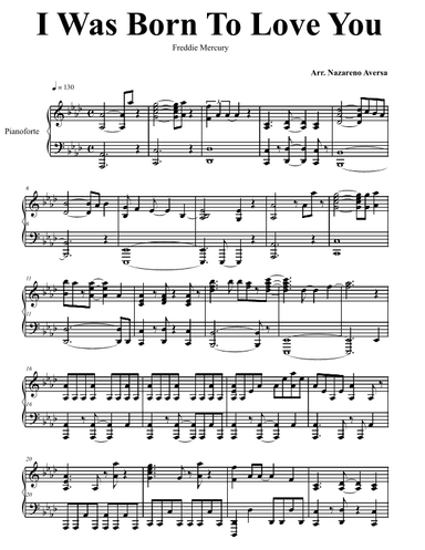 I Was Born To Love You (arr. Nazareno Aversa)