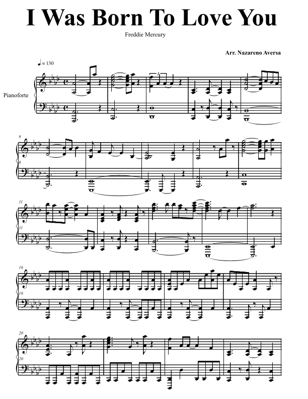 I Was Born To Love You (arr. Nazareno Aversa)