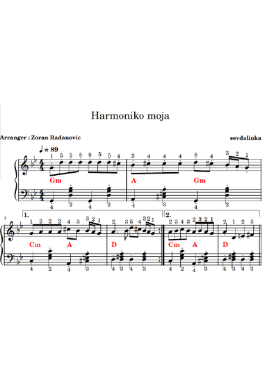 3 sevdalinke (Harmoniko moja, Moj beharu, Crven fesic) (arr. Zoran Radanovic)