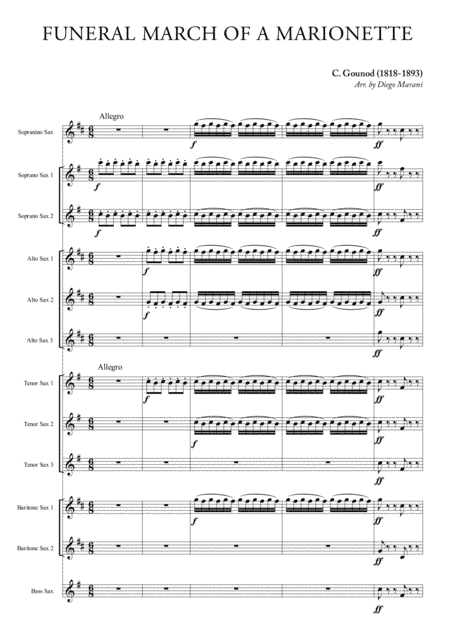 Funeral March of a Marionette for Saxophone Ensemble (arr. Diego Marani)