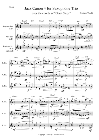 Jazz Canon 4 for Saxophone Trio