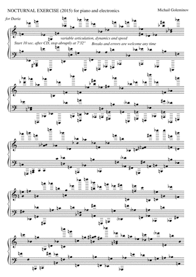 Nocturnal Exercise for piano and electronics