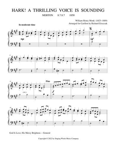 Hark! A Thrilling Voice Is Sounding  (MERTON) (arr. Richard Giszczak)