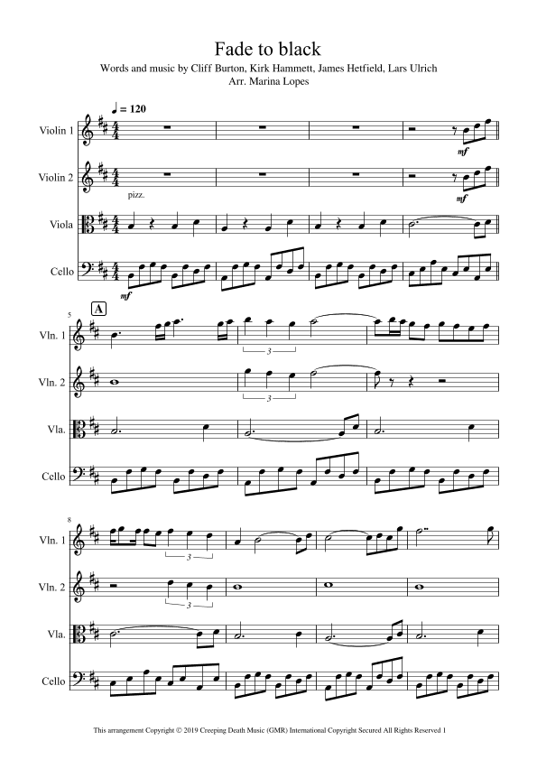 Fade To Black (arr. Marina Lopes)