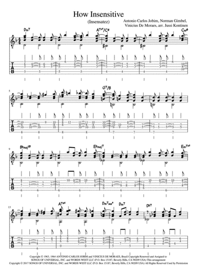 How Insensitive (insensatez) (arr. Jussi Kontinen)