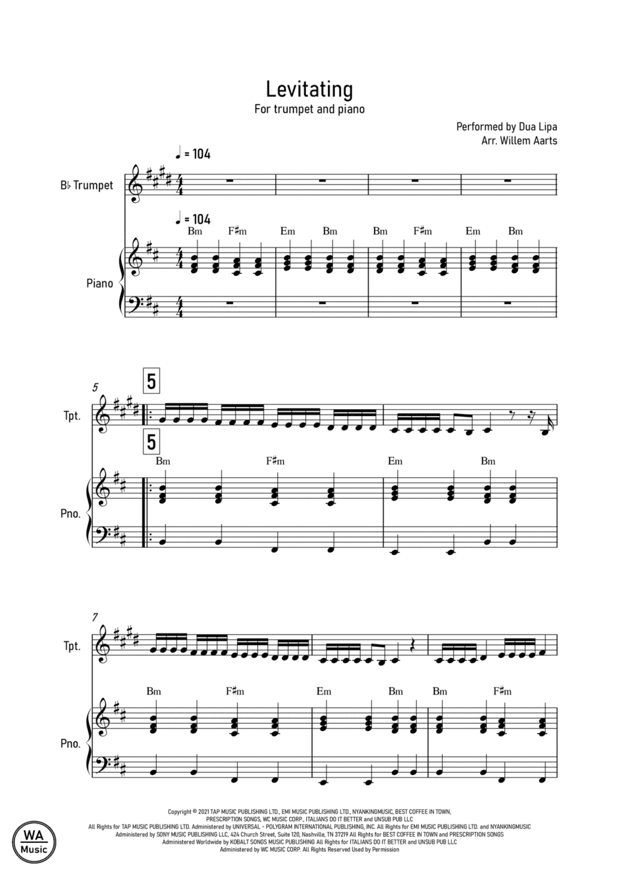 Levitating (arr. Willem Aarts)