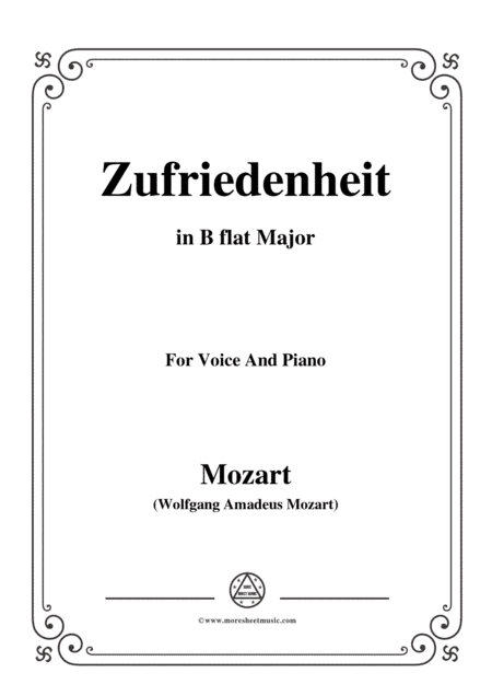 Mozart-Zufriedenheit,in B flat Major,for Voice and Piano (arr. MSM)
