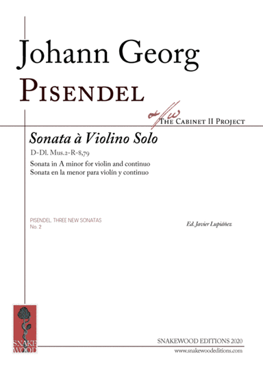 Pisendel. Sonata for Violin and continuo in A minor (New Violin Sonata No.2) (arr. Sneakwood Editions)