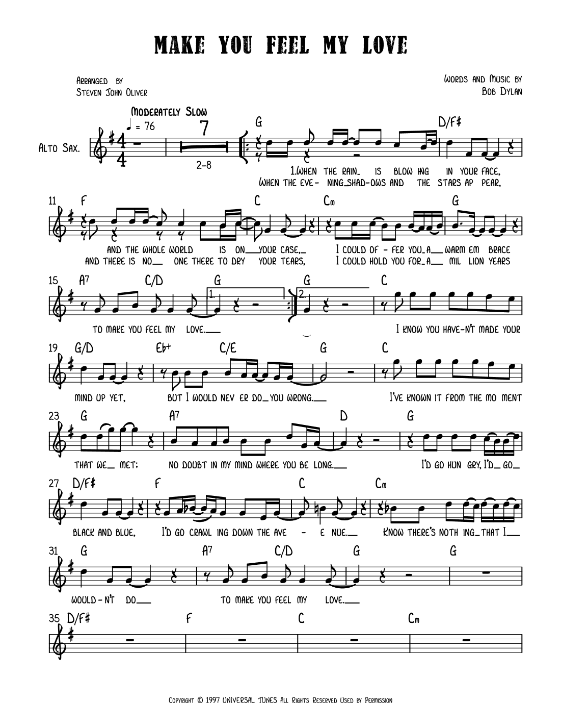 Make You Feel My Love (arr. Steven John Oliver)