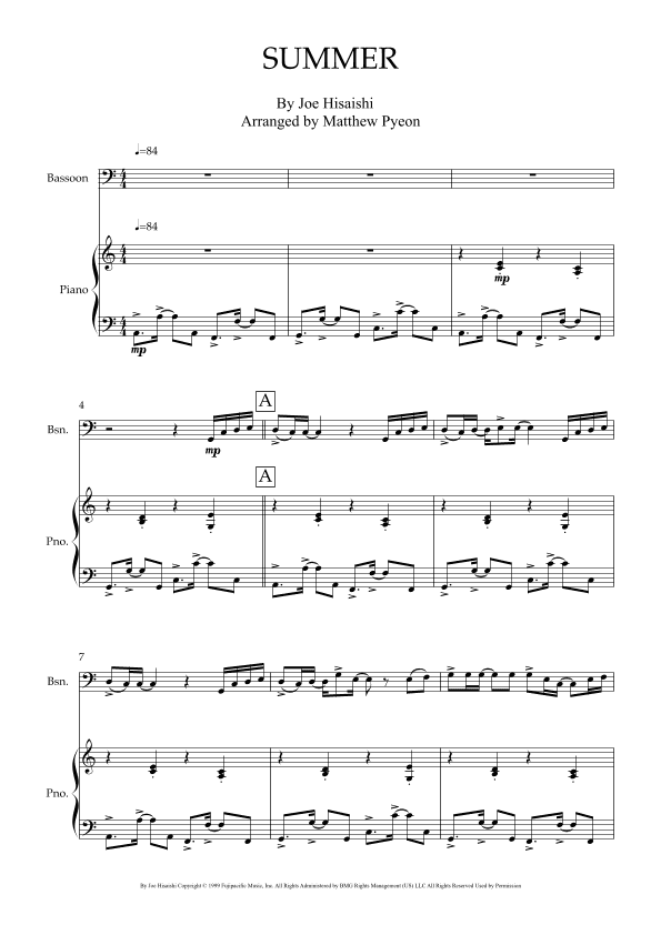 Summer (arr. Matthew pyeon)