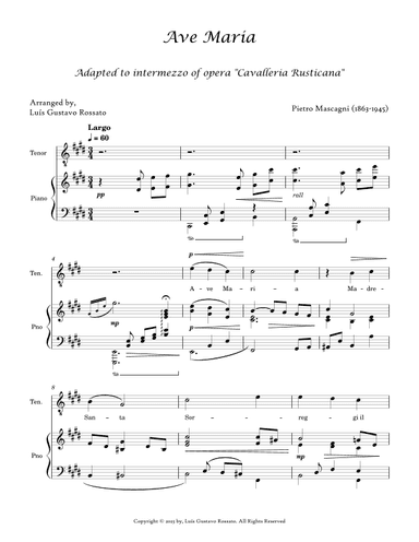 Mascagni - Ave Maria (Tenor E Major) (arr. Luís Gustavo Rossato)