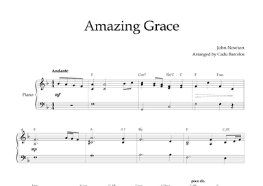 Amazing Grace (Easy Piano) Chords (arr. Cadu Barcelos)