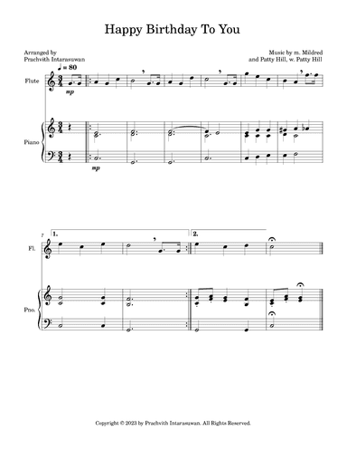 Happy Birthday To You (arr. Prachvith Intarasuwan)