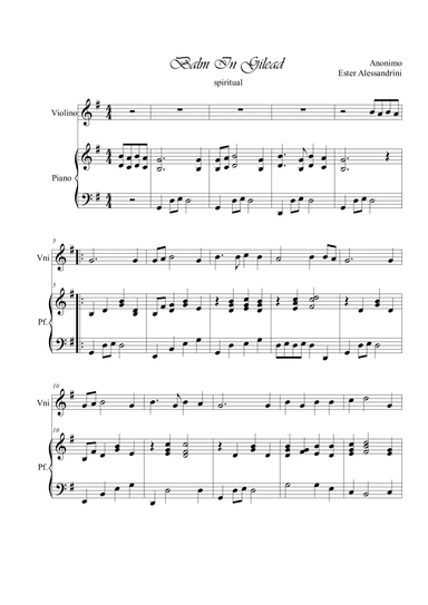 Balm in gilead. Violin and piano (arr. Ester Alessandrini)