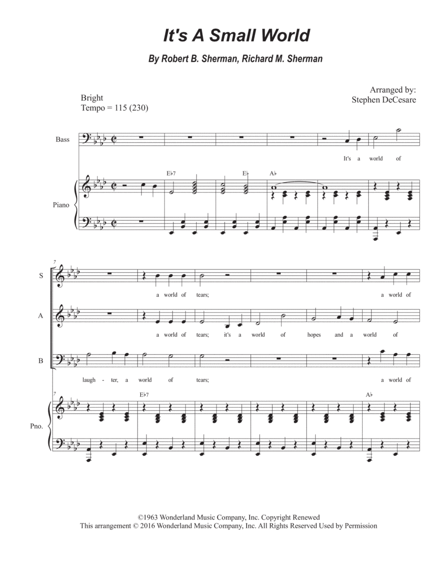 It's A Small World (arr. Stephen DeCesare)