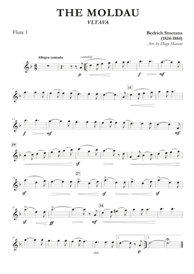 The Moldau for Two Flutes and Piano (arr. Diego Marani)