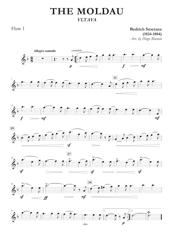 The Moldau for Two Flutes and Piano (arr. Diego Marani)