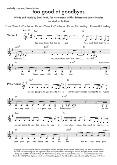 Too Good At Goodbyes (arr. Andrea La Rose)