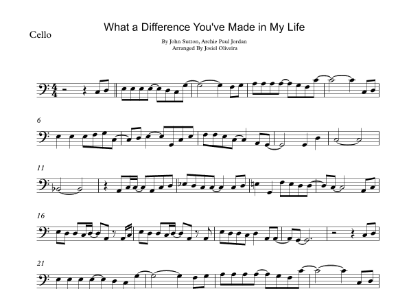What A Difference You've Made In My Life (arr. Josiel Oliveira)