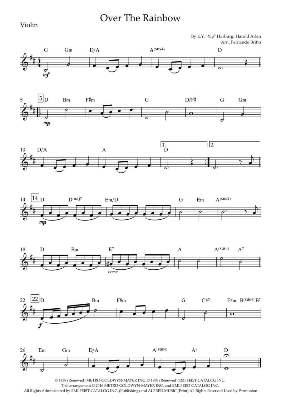 Over The Rainbow (arr. Fernando Britto)