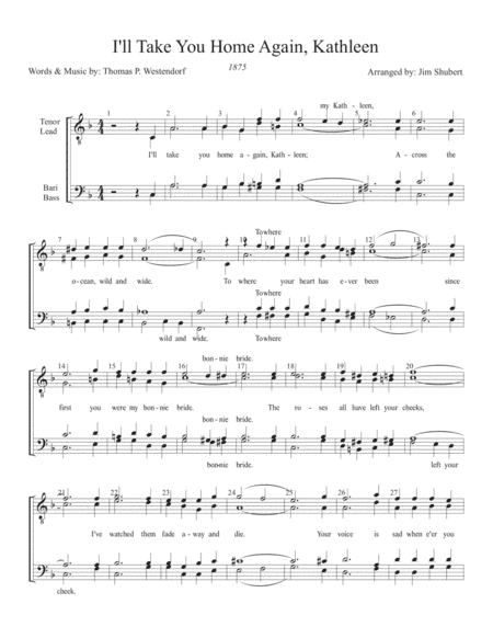 I'll Take You Home Again, Kathleen (arr. Jim Shubert)
