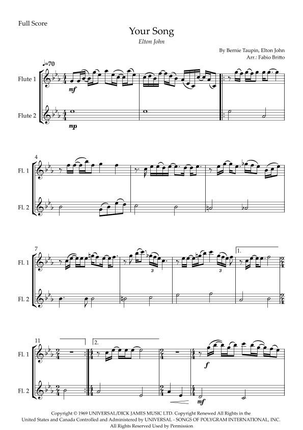 Your Song (arr. Fabio Britto)
