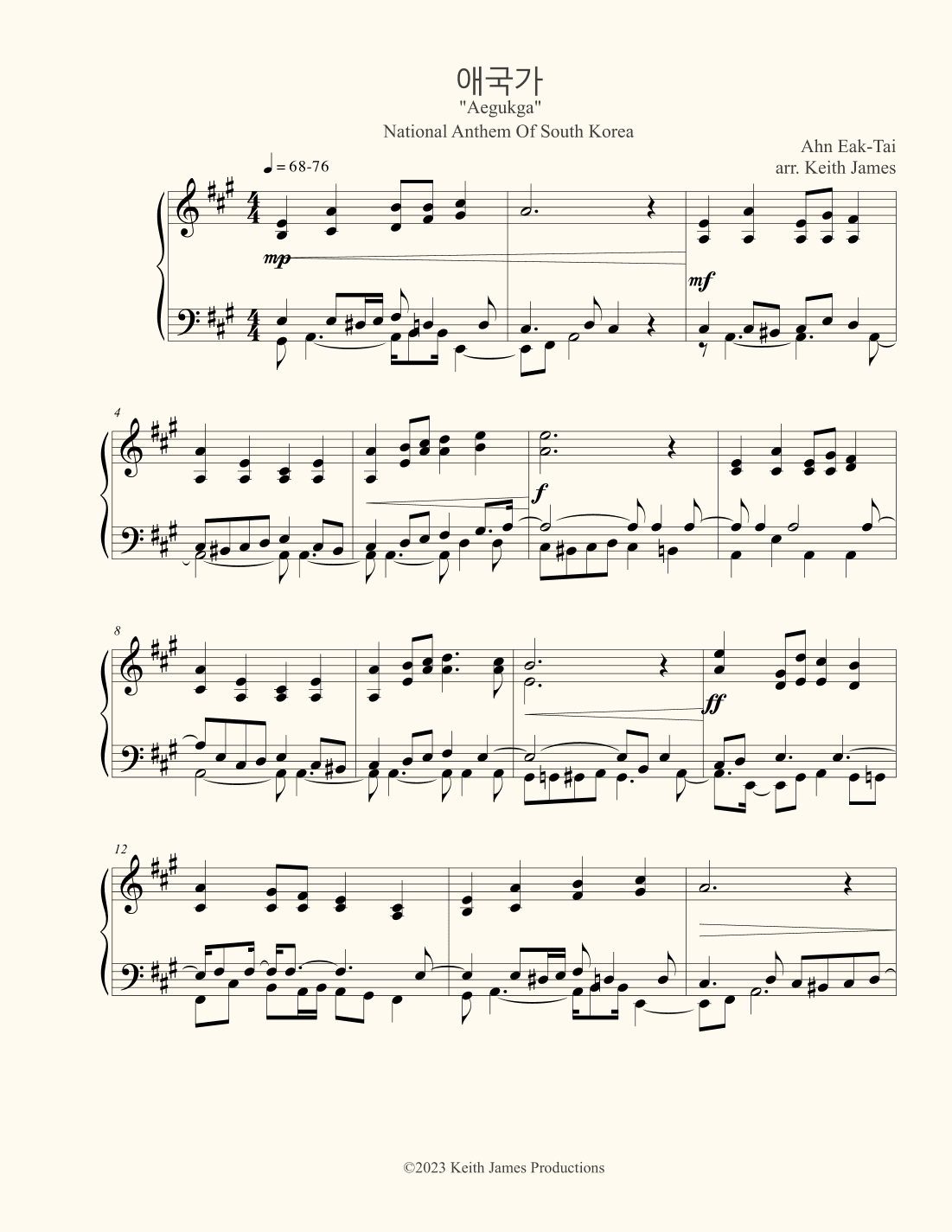 Aegukga (arr. Keith James)