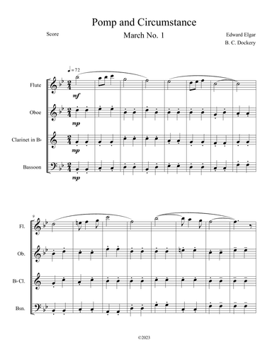 Pomp and Circumstance (Woodwind Quartet) (arr. B. C. Dockery)