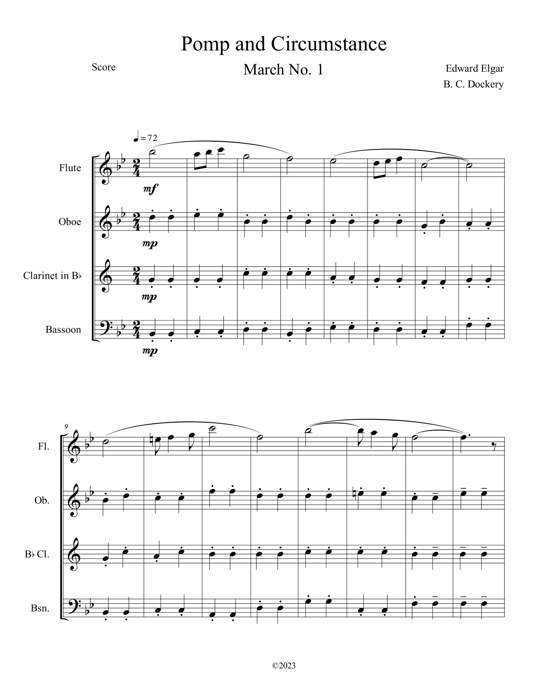 Pomp and Circumstance (Woodwind Quartet) (arr. B. C. Dockery)