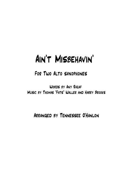 Ain't Misbehavin' (arr. Tennessee O'Hanlon)