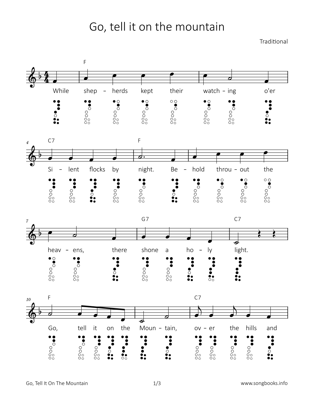Go, tell it on the mountain (arr. songbooks.info)